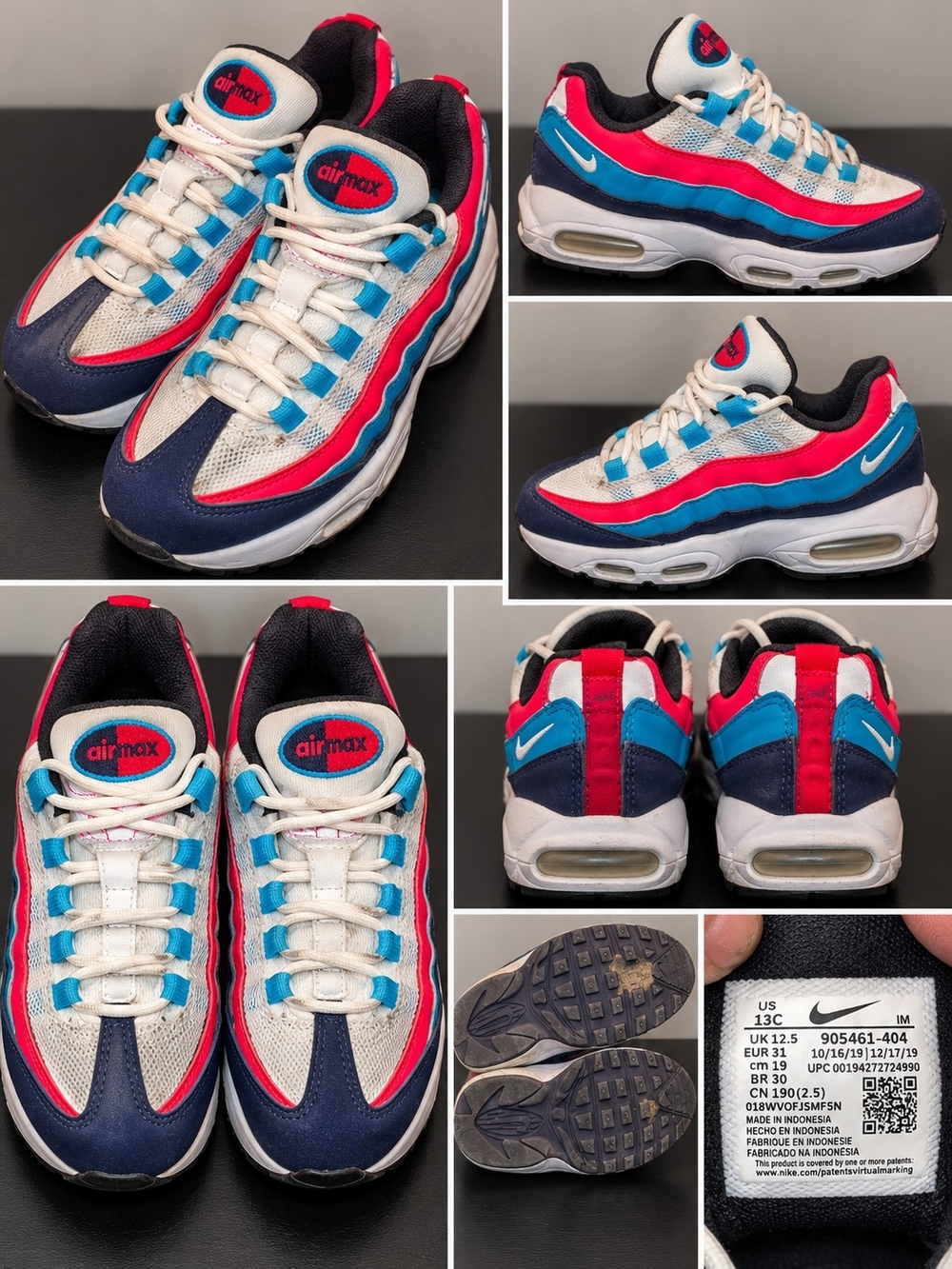 Nike Kids Air Max Sneakers in White, Blue & Pink